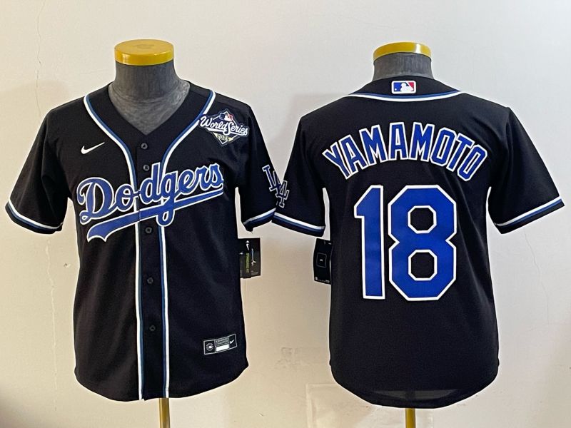 Youth Nike 2026 Los Angeles Dodgers #18 Yamamoto Black Game MLB Jersey 086